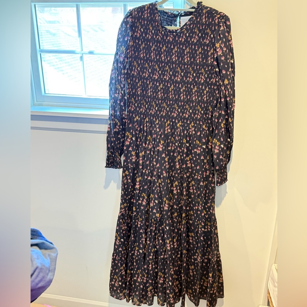 Hill House Viviana Nap Dress in black multicolor. Size large